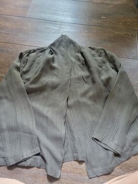 Eileen Fisher Olive Green Lightweight Open Blazer